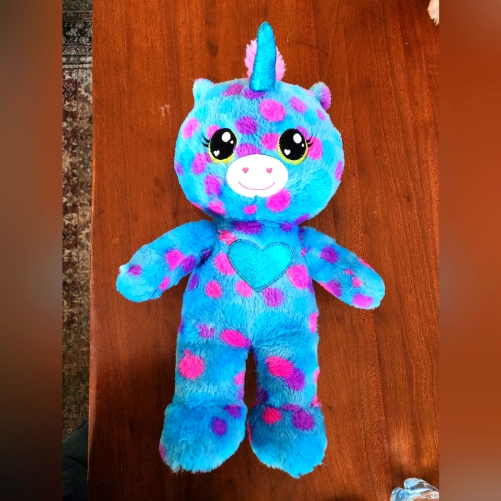 BUILD A BEAR Bubbles Unicorn Heartables Cotton Candy Series Stuffed Bear EUC BAB